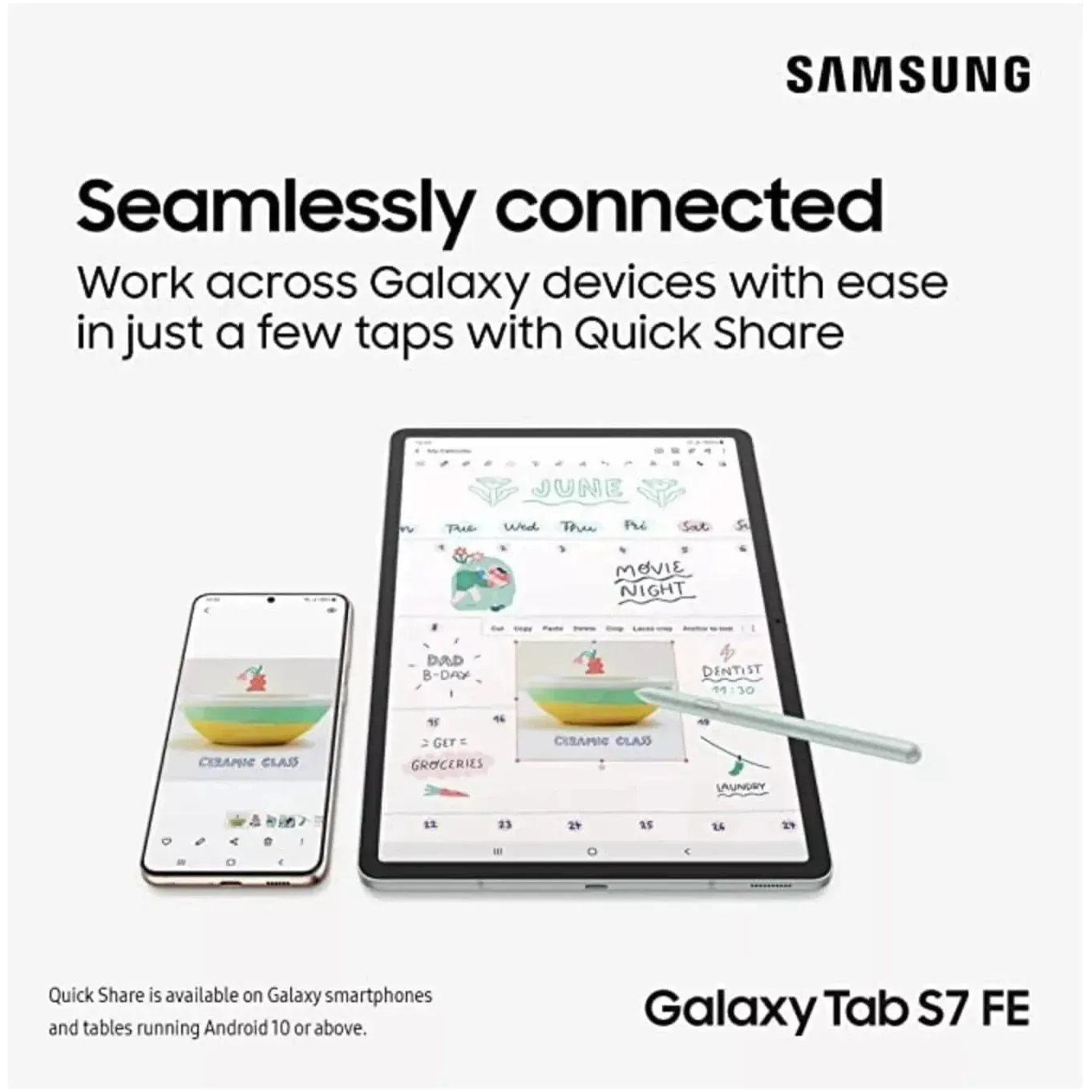 Samsung Galaxy Tab S7 FE 12.4" 128GB Tablet - Mystic Silver