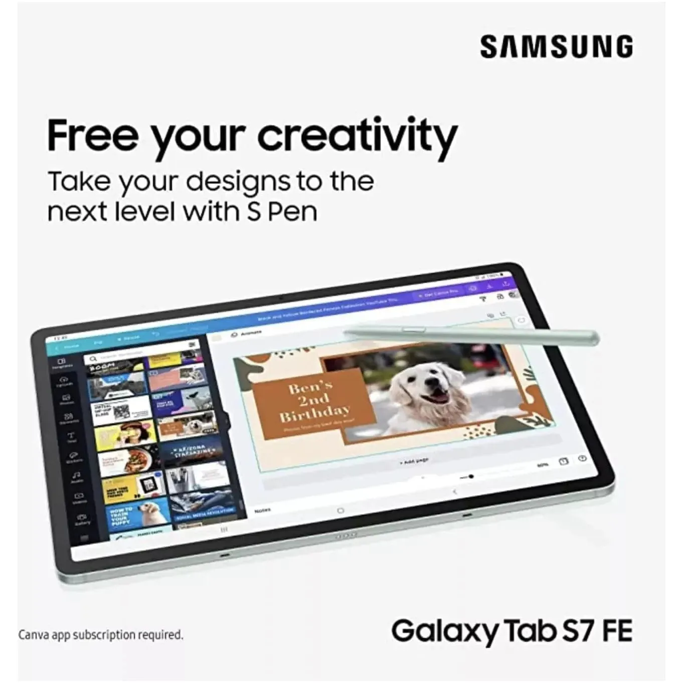 Samsung Galaxy Tab S7 FE 12.4" 128GB Tablet - Mystic Silver