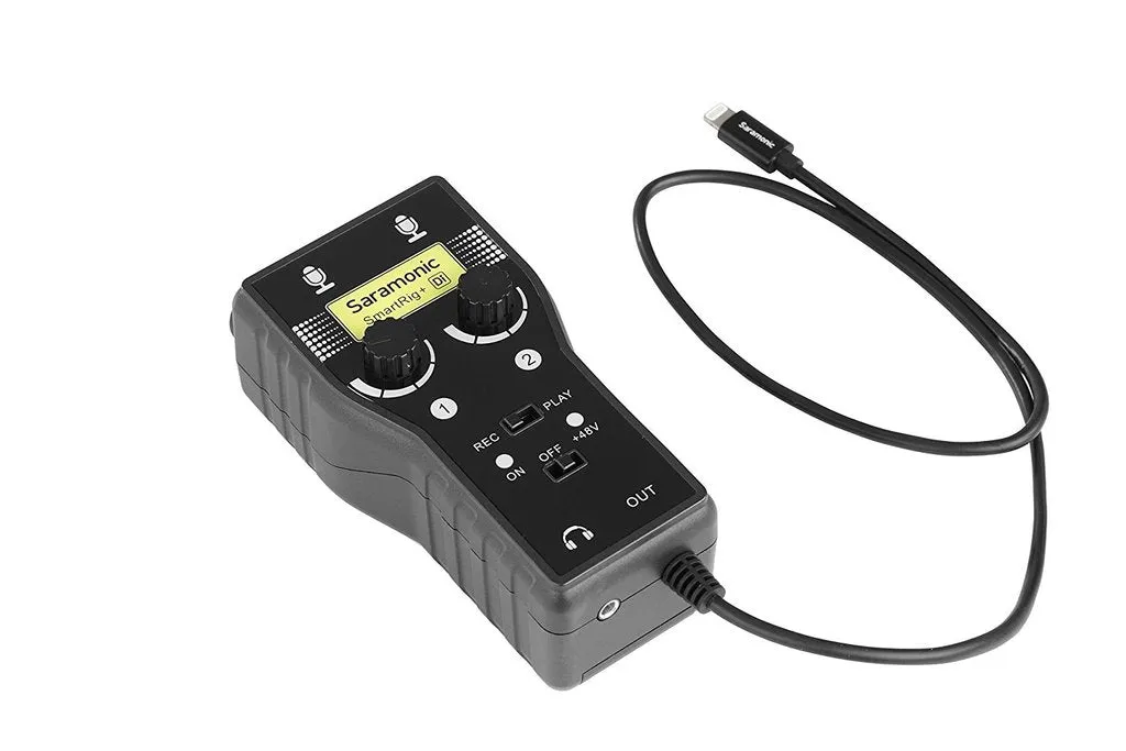 Saramonic 2-Ch 3.5mm, XLR Microphone & 6.35mm Guitar Interface with Lightning Output Connector Professional Video, (SMARTRIG DI)