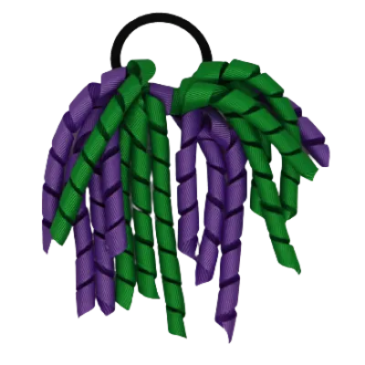 School Hair Accessories Short Curly Ponytail Streamer Hair Tie - Emerald Green (28 colours options to pick from)