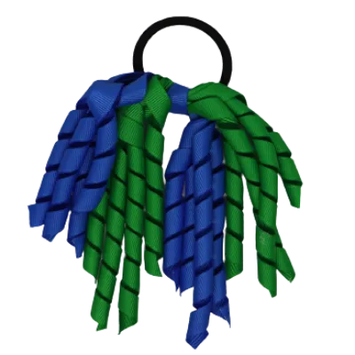 School Hair Accessories Short Curly Ponytail Streamer Hair Tie - Emerald Green (28 colours options to pick from)