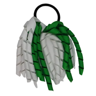 School Hair Accessories Short Curly Ponytail Streamer Hair Tie - Emerald Green (28 colours options to pick from)
