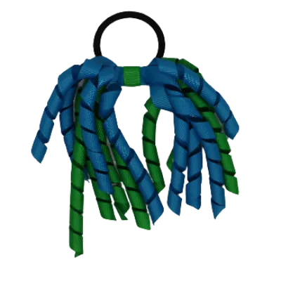 School Hair Accessories Short Curly Ponytail Streamer Hair Tie - Emerald Green (28 colours options to pick from)