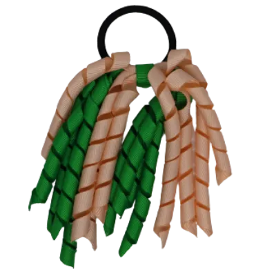 School Hair Accessories Short Curly Ponytail Streamer Hair Tie - Emerald Green (28 colours options to pick from)