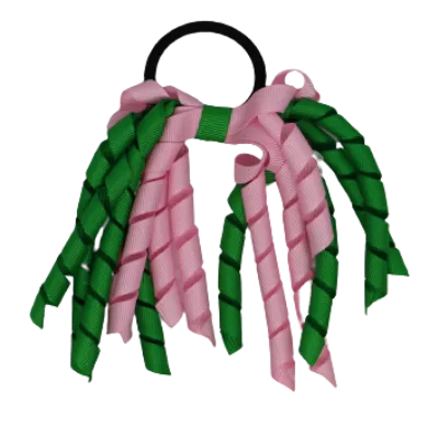 School Hair Accessories Short Curly Ponytail Streamer Hair Tie - Emerald Green (28 colours options to pick from)