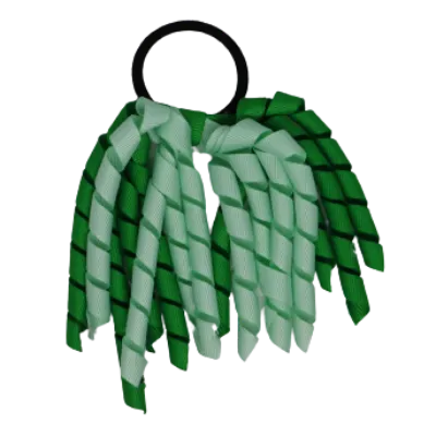School Hair Accessories Short Curly Ponytail Streamer Hair Tie - Emerald Green (28 colours options to pick from)