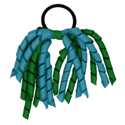 School Hair Accessories Short Curly Ponytail Streamer Hair Tie - Emerald Green (28 colours options to pick from)