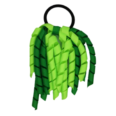 School Hair Accessories Short Curly Ponytail Streamer Hair Tie - Emerald Green (28 colours options to pick from)