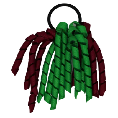 School Hair Accessories Short Curly Ponytail Streamer Hair Tie - Emerald Green (28 colours options to pick from)