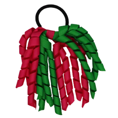 School Hair Accessories Short Curly Ponytail Streamer Hair Tie - Emerald Green (28 colours options to pick from)