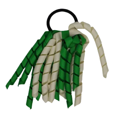 School Hair Accessories Short Curly Ponytail Streamer Hair Tie - Emerald Green (28 colours options to pick from)