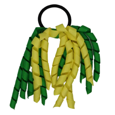 School Hair Accessories Short Curly Ponytail Streamer Hair Tie - Emerald Green (28 colours options to pick from)