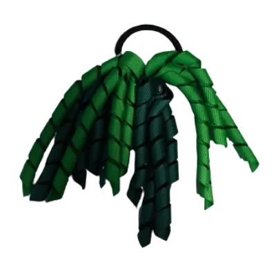 School Hair Accessories Short Curly Ponytail Streamer Hair Tie - Emerald Green (28 colours options to pick from)