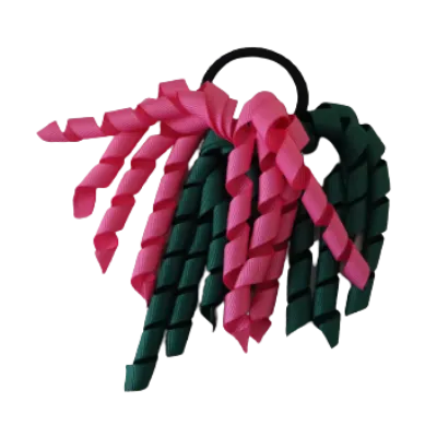 School Hair Accessories Short Curly Ponytail Streamer Hair Tie - Hot Pink (28 colours options to pick from)