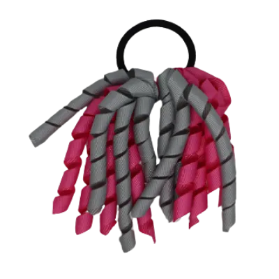 School Hair Accessories Short Curly Ponytail Streamer Hair Tie - Hot Pink (28 colours options to pick from)