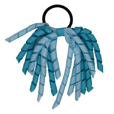 School Hair Accessories Short Curly Ponytail Streamer Hair Tie - Misty Turquoise (28 colours options to pick from)