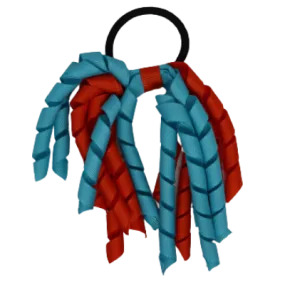 School Hair Accessories Short Curly Ponytail Streamer Hair Tie - Misty Turquoise (28 colours options to pick from)