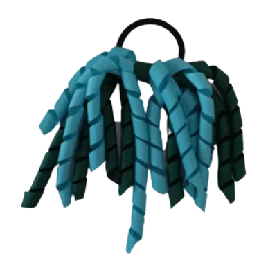 School Hair Accessories Short Curly Ponytail Streamer Hair Tie - Misty Turquoise (28 colours options to pick from)