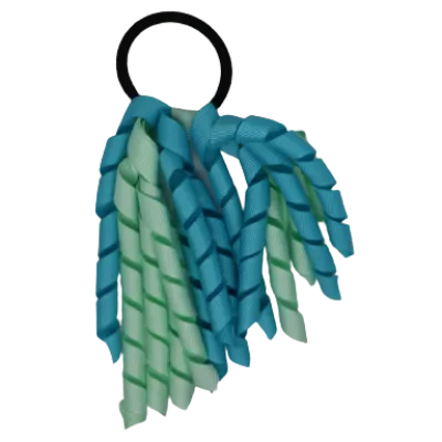 School Hair Accessories Short Curly Ponytail Streamer Hair Tie - Misty Turquoise (28 colours options to pick from)