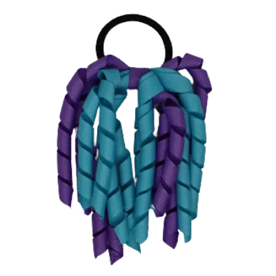School Hair Accessories Short Curly Ponytail Streamer Hair Tie - Misty Turquoise (28 colours options to pick from)