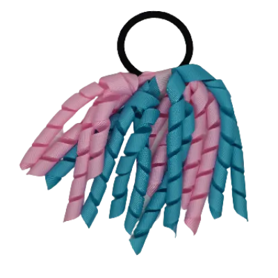 School Hair Accessories Short Curly Ponytail Streamer Hair Tie - Misty Turquoise (28 colours options to pick from)