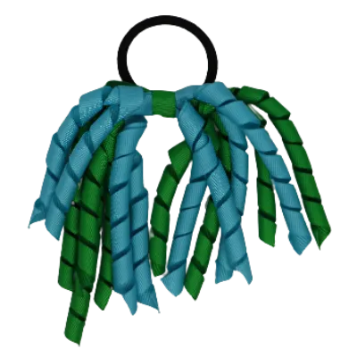 School Hair Accessories Short Curly Ponytail Streamer Hair Tie - Misty Turquoise (28 colours options to pick from)