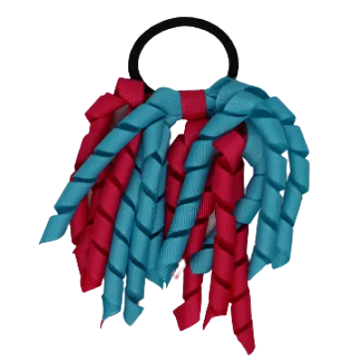 School Hair Accessories Short Curly Ponytail Streamer Hair Tie - Misty Turquoise (28 colours options to pick from)