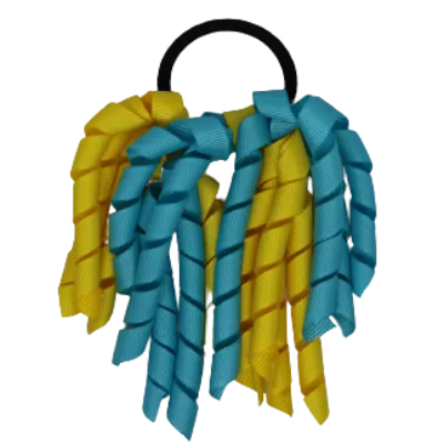 School Hair Accessories Short Curly Ponytail Streamer Hair Tie - Misty Turquoise (28 colours options to pick from)