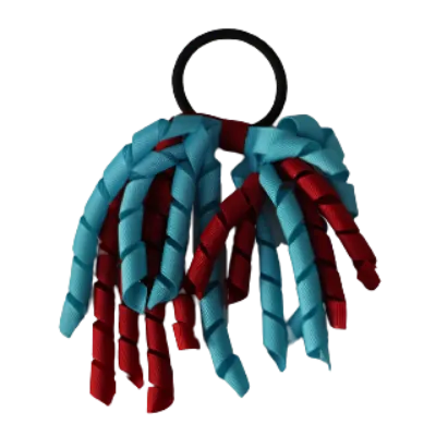School Hair Accessories Short Curly Ponytail Streamer Hair Tie - Misty Turquoise (28 colours options to pick from)