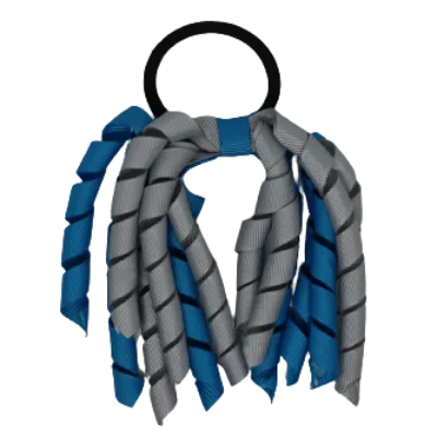 School Hair Accessories Short Curly Ponytail Streamer Hair Tie - Misty Turquoise (28 colours options to pick from)