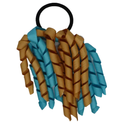 School Hair Accessories Short Curly Ponytail Streamer Hair Tie - Misty Turquoise (28 colours options to pick from)