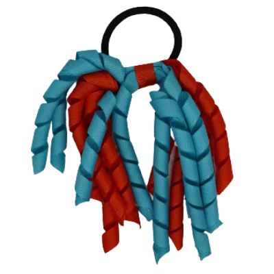 School Hair Accessories Short Curly Ponytail Streamer Hair Tie - Misty Turquoise (28 colours options to pick from)