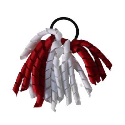 School Hair Accessories Short Curly Ponytail Streamer  Hair Tie - White (28 colours options to pick from)