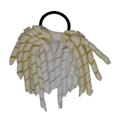 School Hair Accessories Short Curly Ponytail Streamer  Hair Tie - White (28 colours options to pick from)