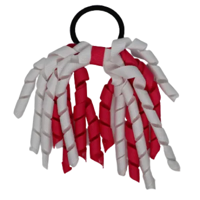 School Hair Accessories Short Curly Ponytail Streamer  Hair Tie - White (28 colours options to pick from)