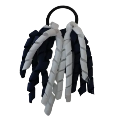 School Hair Accessories Short Curly Ponytail Streamer  Hair Tie - White (28 colours options to pick from)