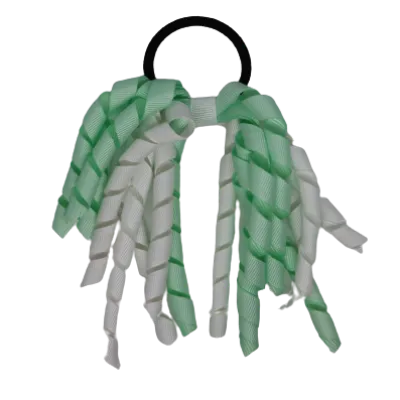 School Hair Accessories Short Curly Ponytail Streamer  Hair Tie - White (28 colours options to pick from)