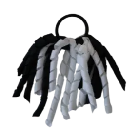 School Hair Accessories Short Curly Ponytail Streamer  Hair Tie - White (28 colours options to pick from)