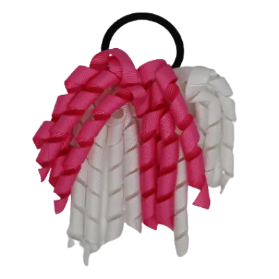 School Hair Accessories Short Curly Ponytail Streamer  Hair Tie - White (28 colours options to pick from)