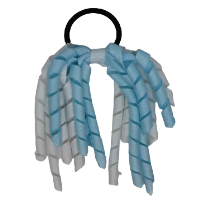 School Hair Accessories Short Curly Ponytail Streamer  Hair Tie - White (28 colours options to pick from)