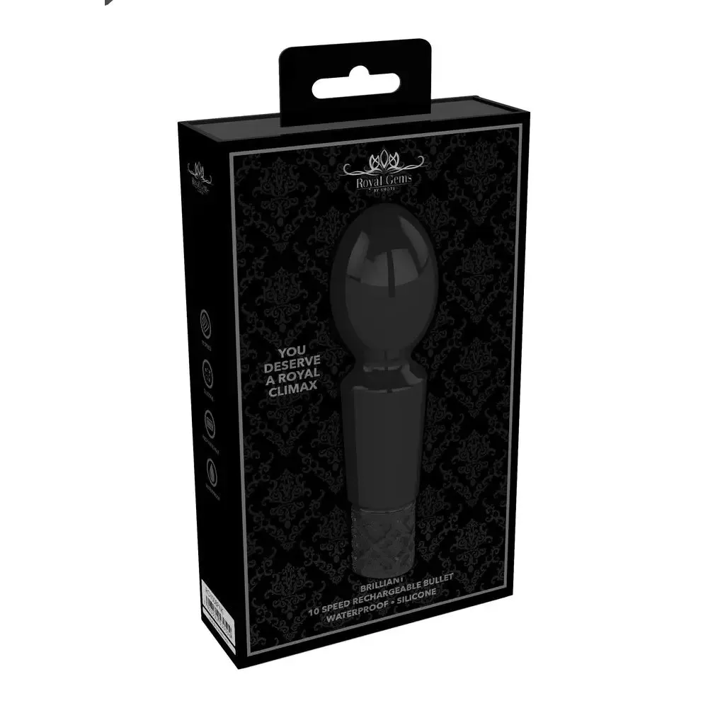 Shots Silicone Black Rechargeable Bullet Vibrator with Royal Gems
