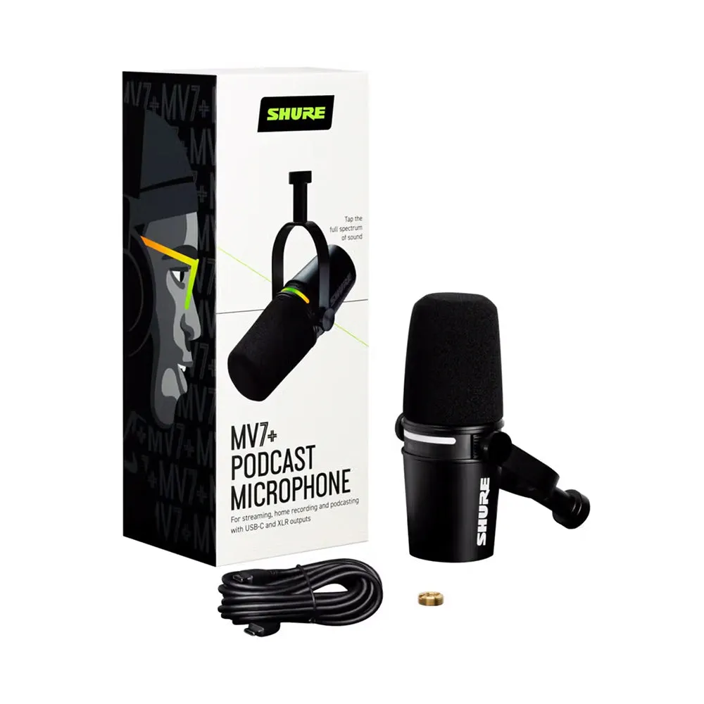 Shure Motiv MV7  USB / XLR Dynamic Podcasting Microphone w/ LED Touch Panel (Black)