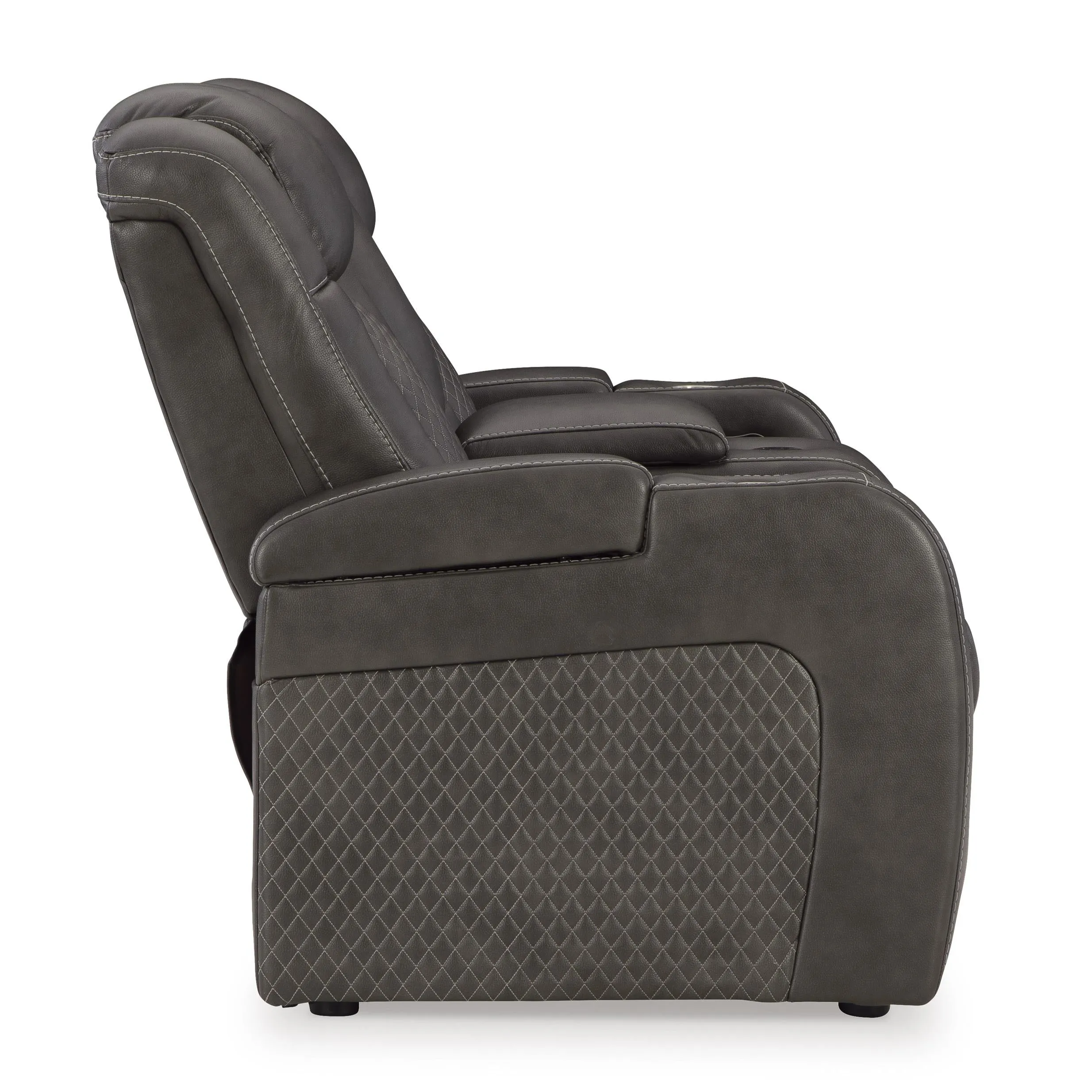Signature Design by Ashley Fyne-Dyme Power Reclining Leather Look Loveseat with Console 3660218