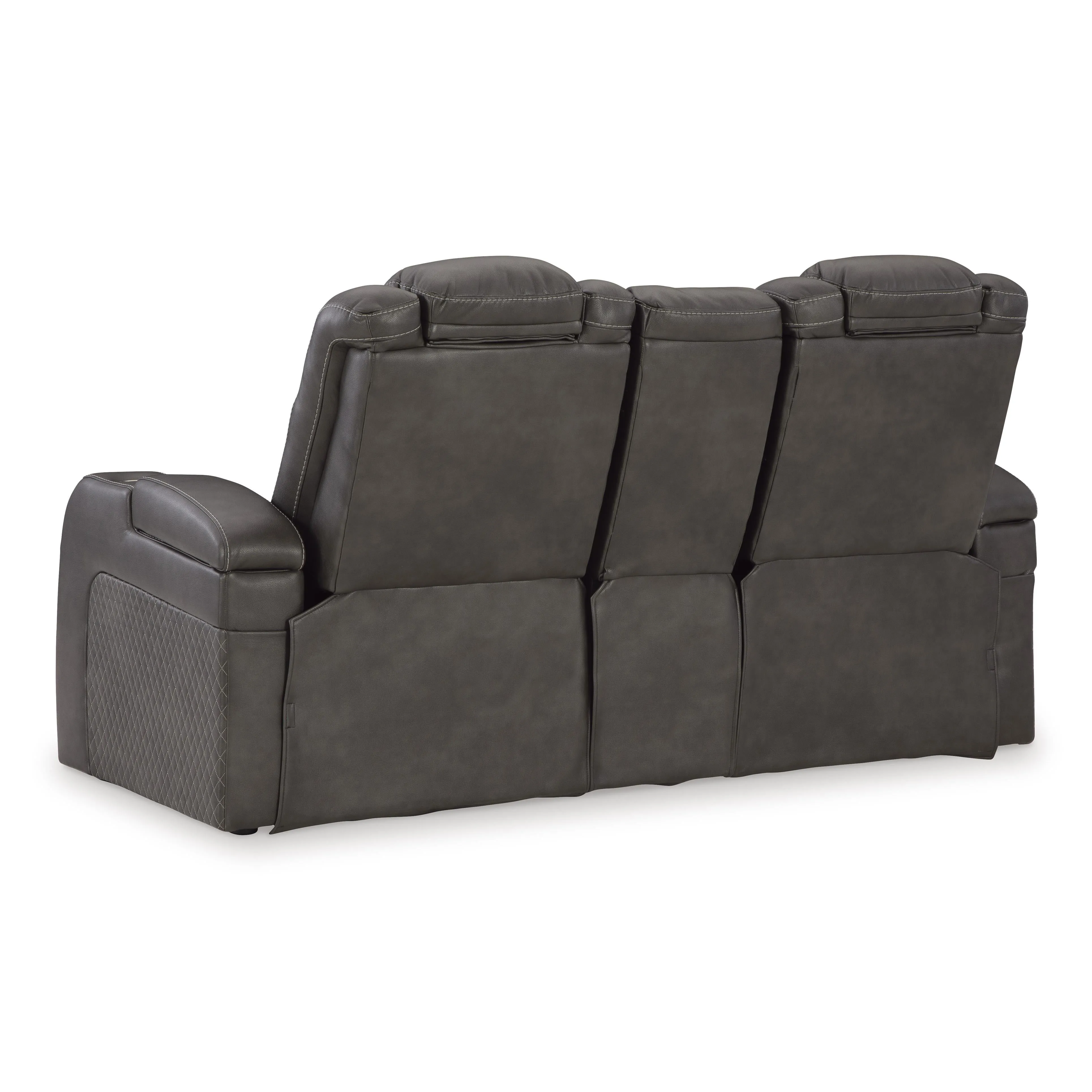 Signature Design by Ashley Fyne-Dyme Power Reclining Leather Look Loveseat with Console 3660218
