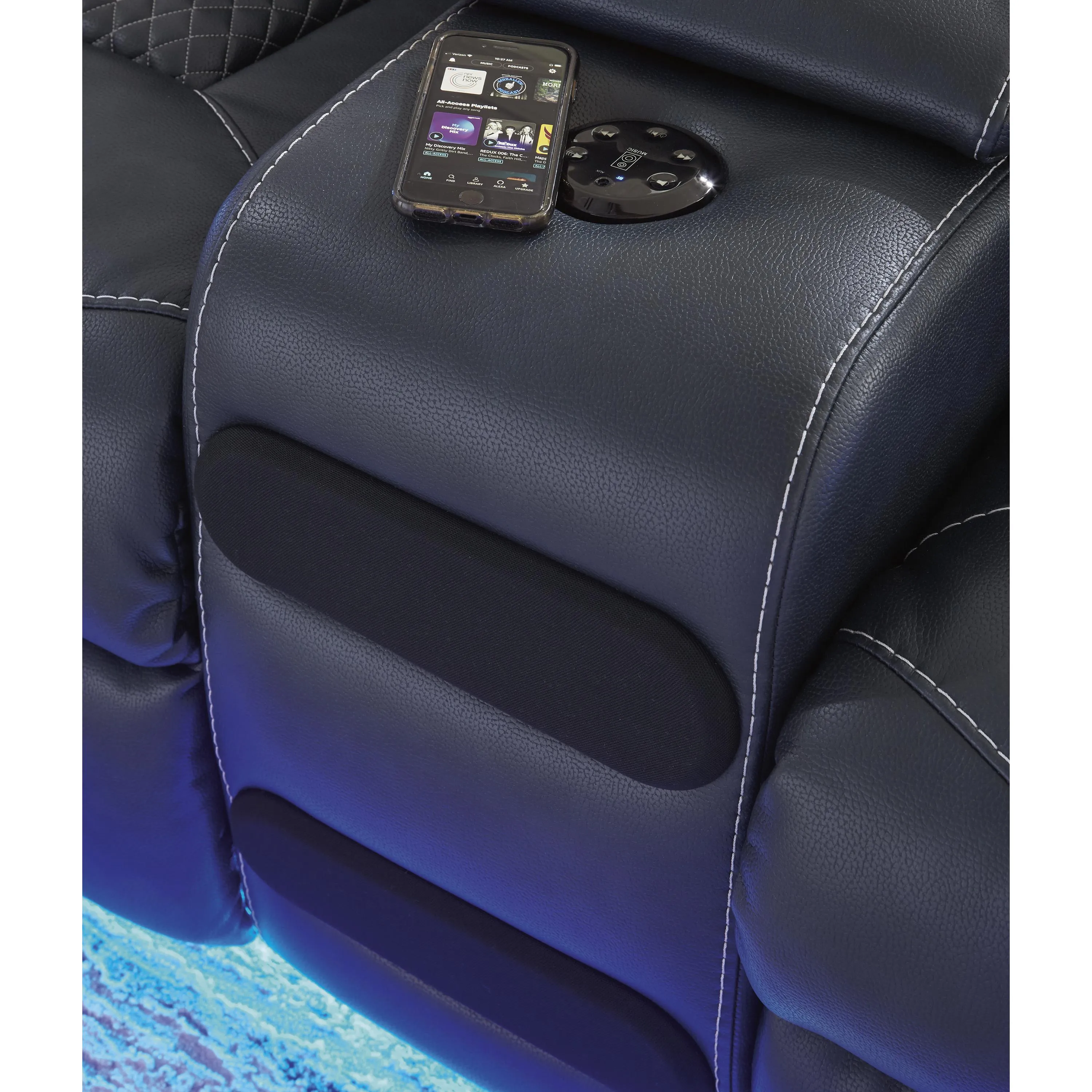 Signature Design by Ashley Fyne-Dyme Power Reclining Leather Look Loveseat with Console 3660318