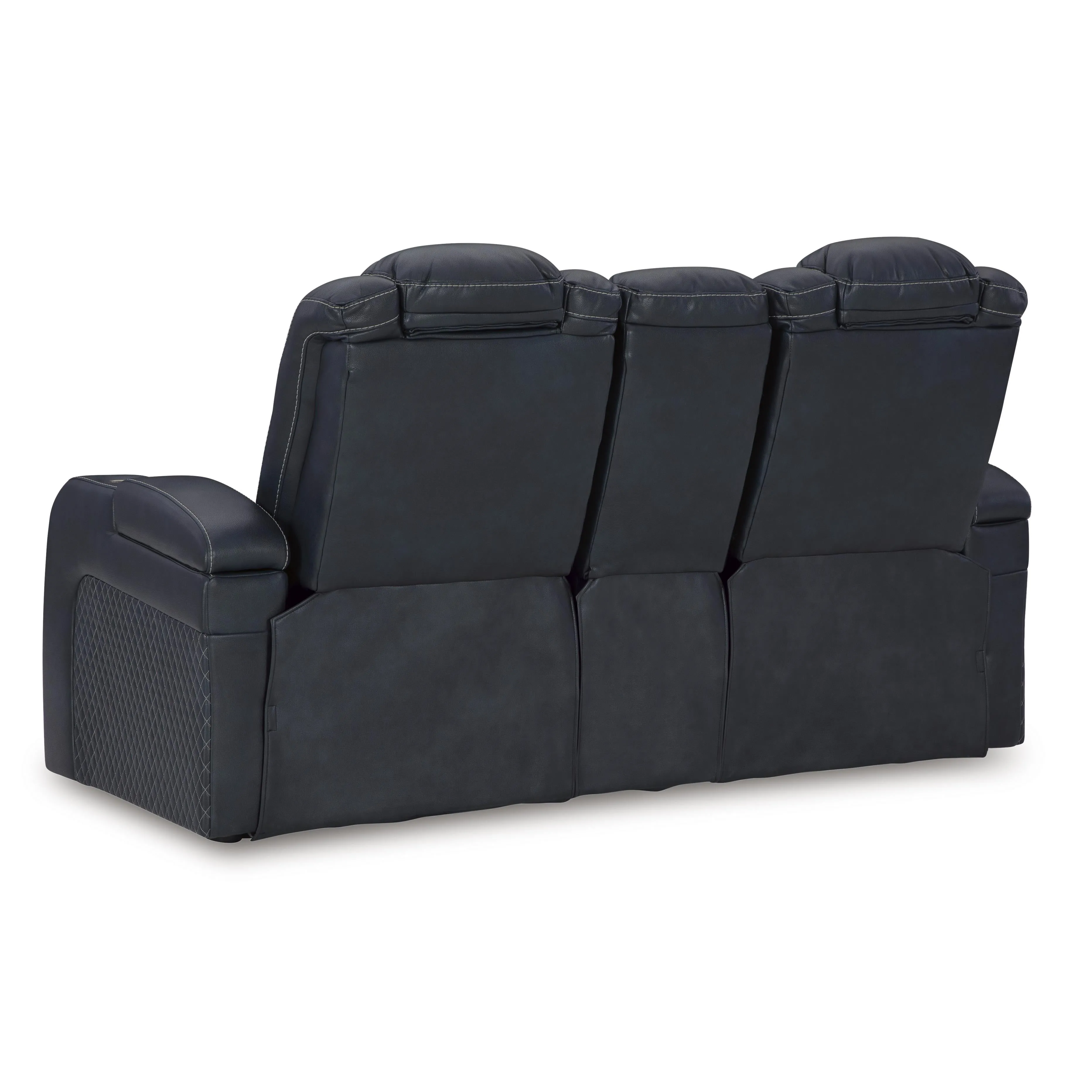 Signature Design by Ashley Fyne-Dyme Power Reclining Leather Look Loveseat with Console 3660318