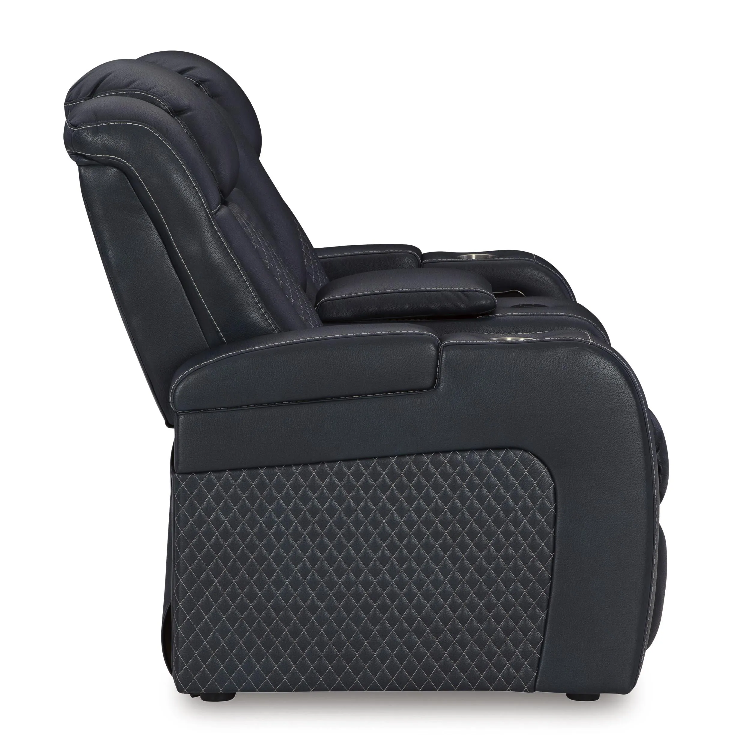 Signature Design by Ashley Fyne-Dyme Power Reclining Leather Look Loveseat with Console 3660318
