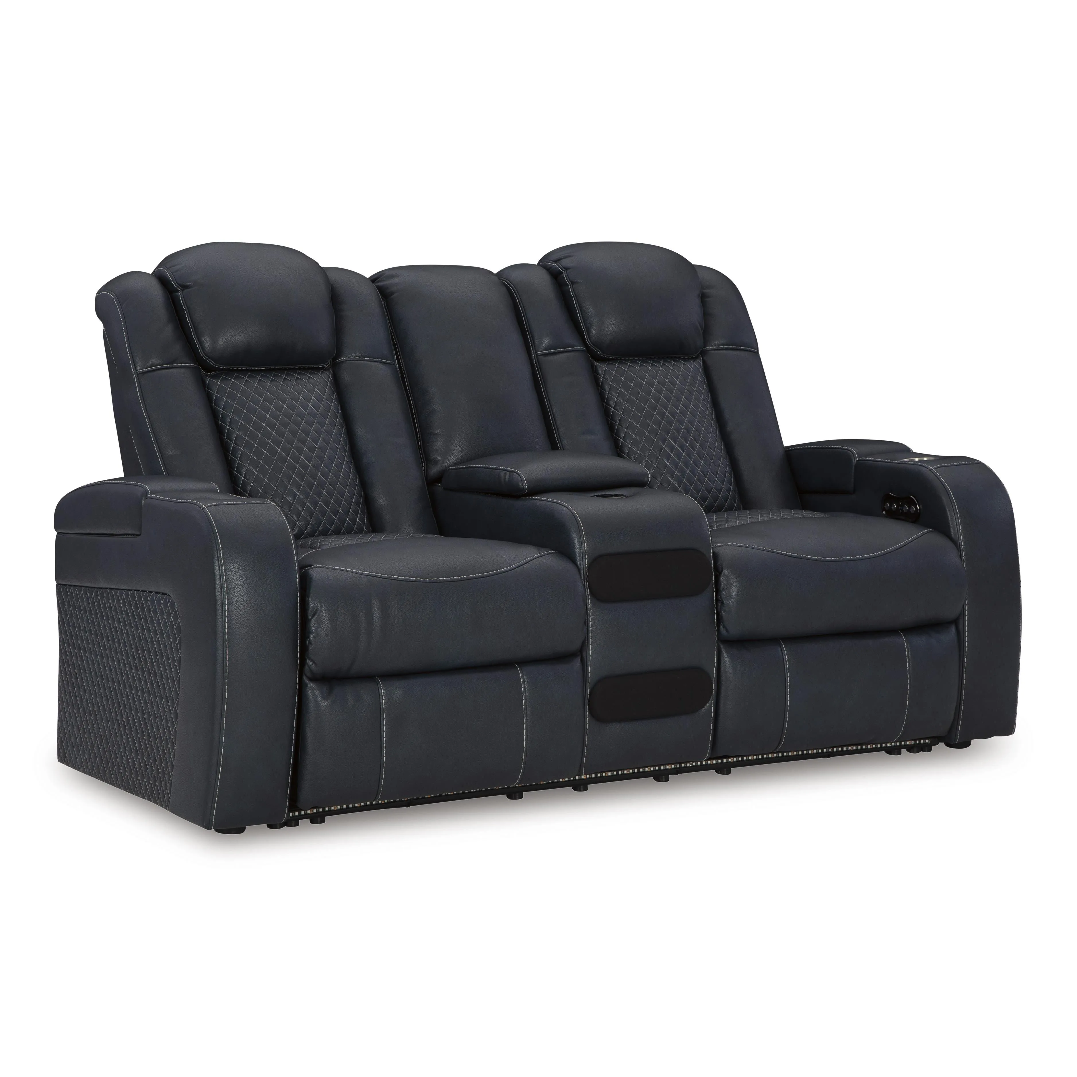 Signature Design by Ashley Fyne-Dyme Power Reclining Leather Look Loveseat with Console 3660318