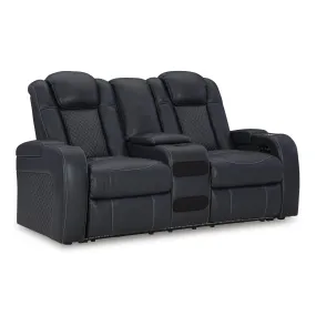 Signature Design by Ashley Fyne-Dyme Power Reclining Leather Look Loveseat with Console 3660318