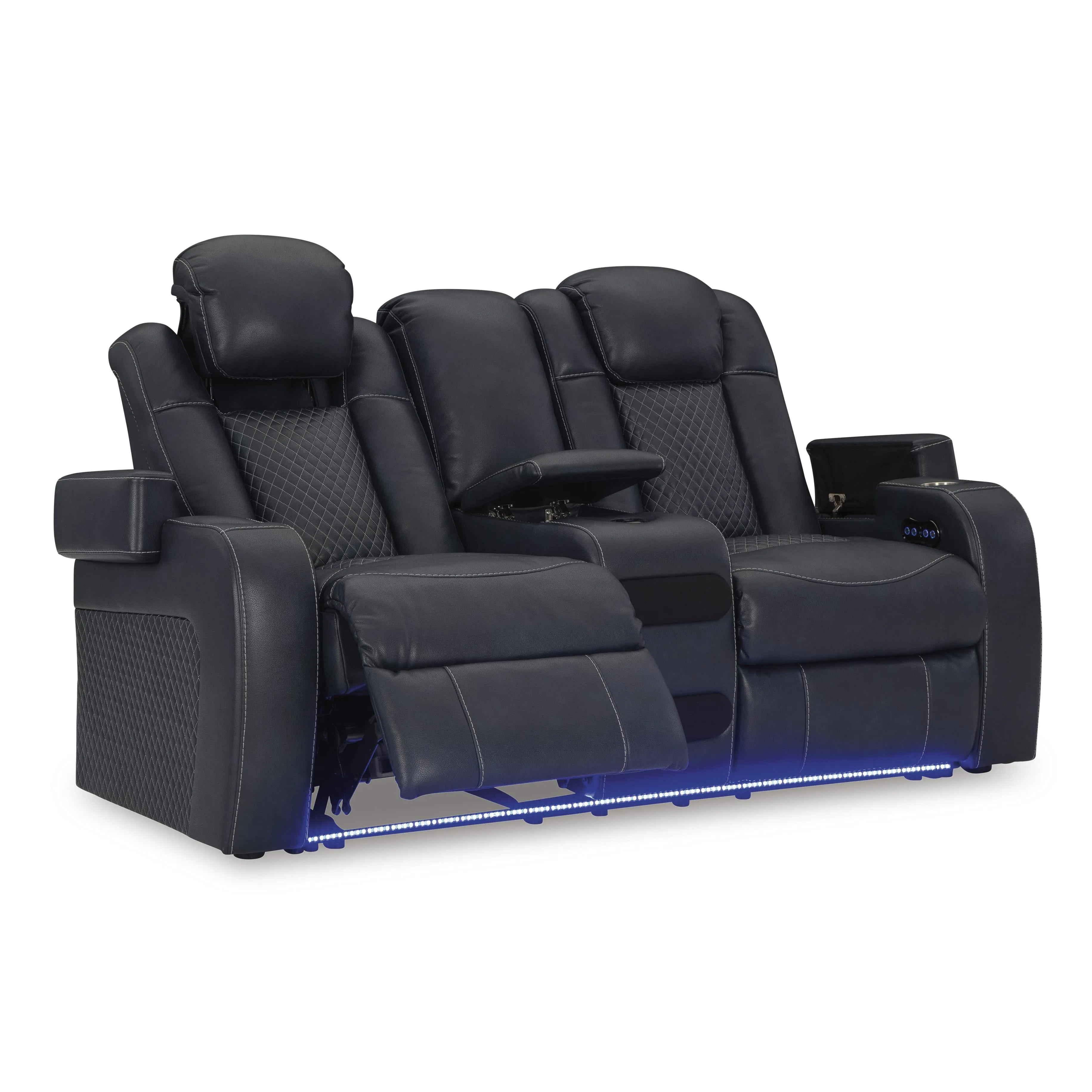 Signature Design by Ashley Fyne-Dyme Power Reclining Leather Look Loveseat with Console 3660318